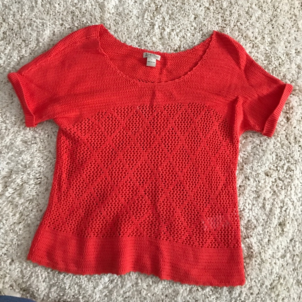 Lucky Brand red/orange summer sweater tee